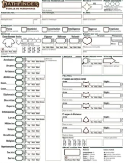 Pathfinder 2 - Bloc de fiches de personnages vierges (Remaster)