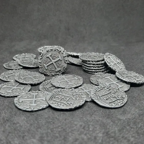 Pièces pirate en métal couleur argent antique pour jeux de société / jeux de rôle
