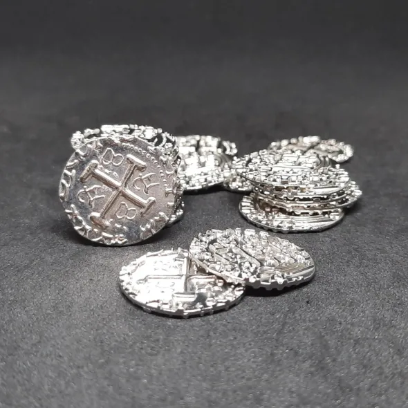 Pièces pirate en métal couleur argent pour jeux de société / jeux de rôle