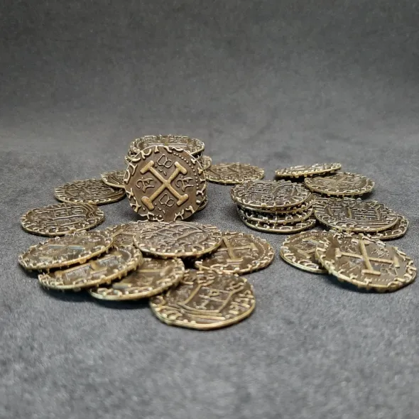 Pièces pirate en métal couleur or antique pour jeux de société / jeux de rôle