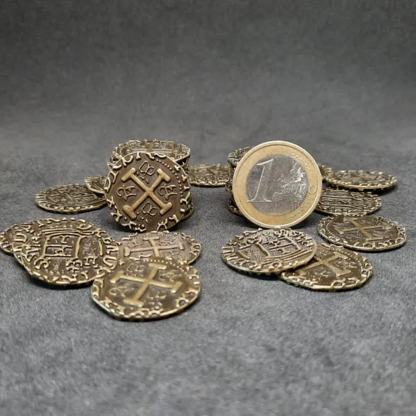 Pièces pirate en métal couleur or antique pour jeux de société / jeux de rôle