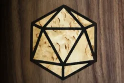 Piste de Dés en Bois Massif - Design D20 (Noyer Noir)