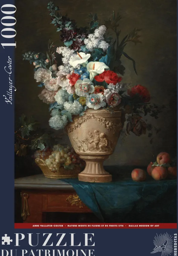 Puzzle - Bouquet de fleurs dans un vase en terre cuite par Anne Vallayer-Coster - 1000 pièces