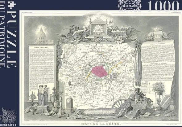 Puzzle - Carte du département de la Seine par Levasseur - 1000 pièces