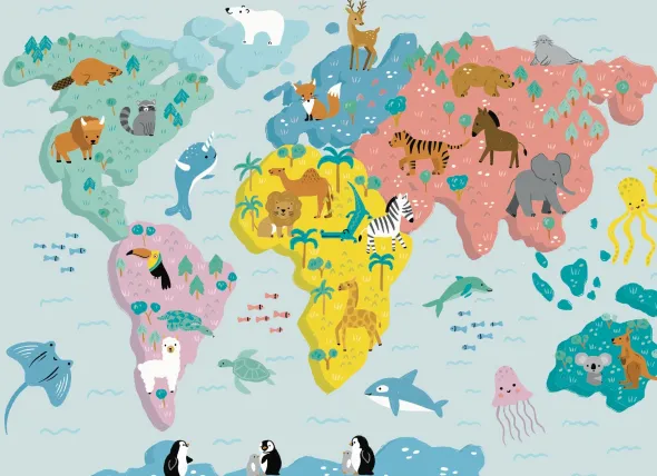 Puzzle - Carte du Monde Illustrée - 24 Pièces
