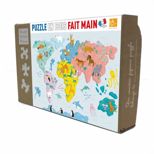 Puzzle - Carte du Monde Illustrée - 24 Pièces
