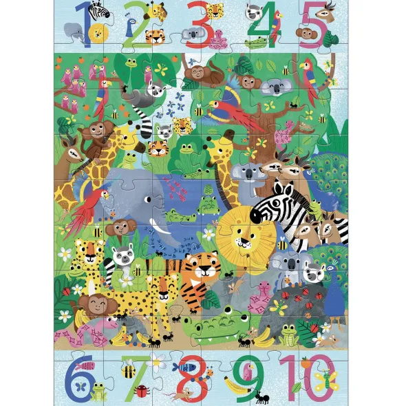 Puzzle Geant - 1 à 10 Jungle - 54 Pièces