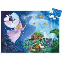 Puzzle Silhouette - La Fée et la Licorne - 36 Pièces