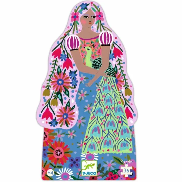 Puzzle Silhouette - La Princesse et son Paon - 36 Pièces