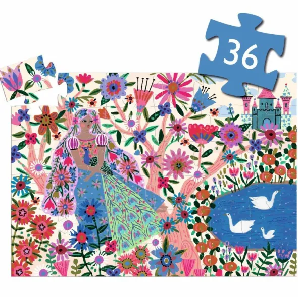 Puzzle Silhouette - La Princesse et son Paon - 36 Pièces