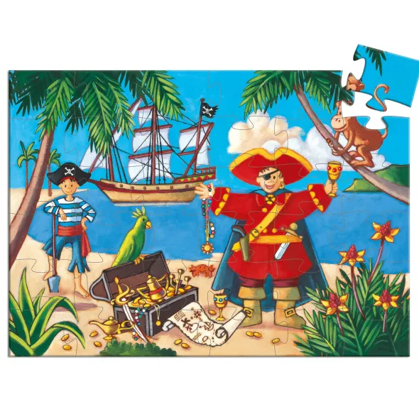Puzzle Silhouette - Le Pirate et son Trésor - 36 Pièces