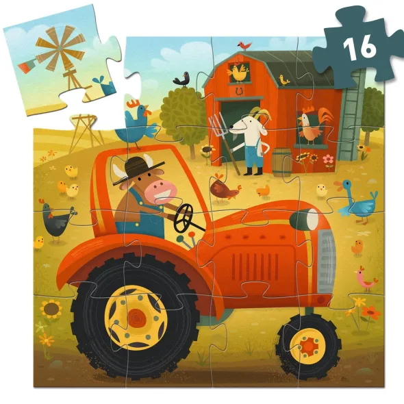Puzzle Silhouette - Le Tracteur - 16 Pièces