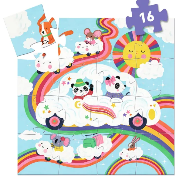 Puzzle Silhouette - Voiture Nuage - 16 Pièces