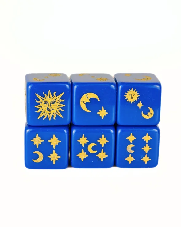 Set de 4 D6 – Lune et Soleil