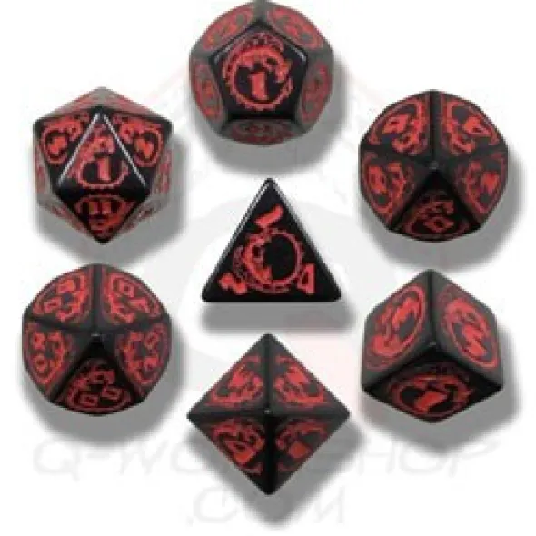 Set de Dés Dragon Noir et Rouge