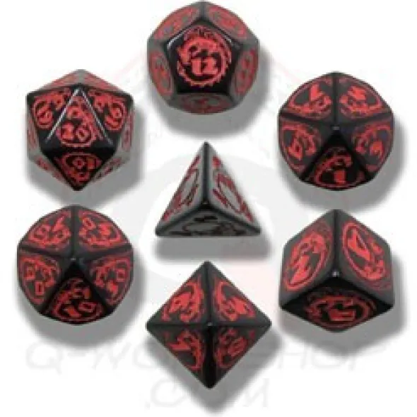 Set de Dés Dragon Noir et Rouge