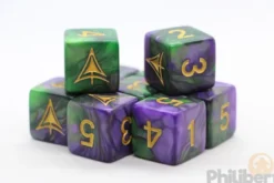 Set de 9 Dés 6 Faces Elder Dice: Purple and Green Masked Edition