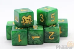 Set de 9 Dés 6 Faces Elder Dice: The Brand of Cthulhu Drowned Green