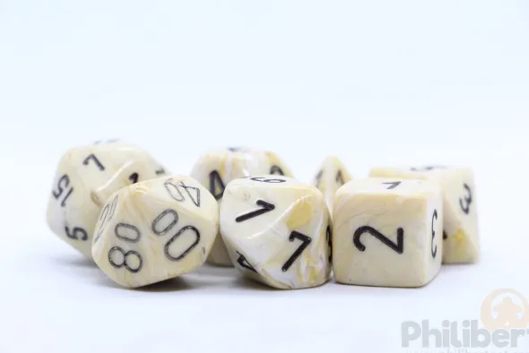 Set de 7 Dés JDR Chessex : Marble