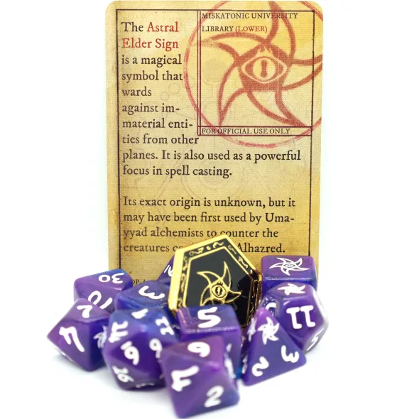 Set de 10 Dés JDR Elder Dice: Astral Elder Sign: Silver Key