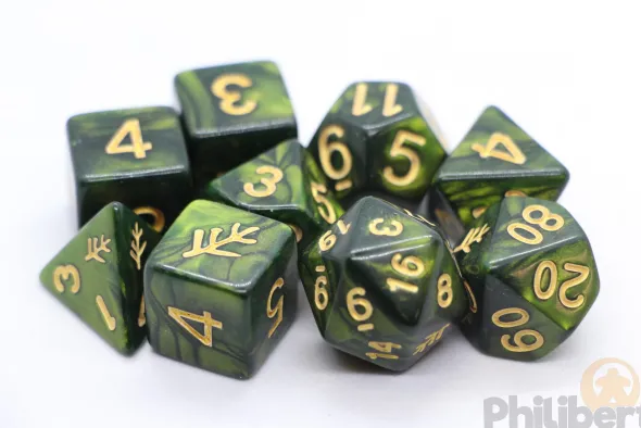 Set de 9 Dés JDR Elder Dice: Lovecraft Elder Sign Green