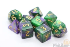 Set de 9 Dés JDR Elder Dice: The Yellow Sign (Purple & Green )