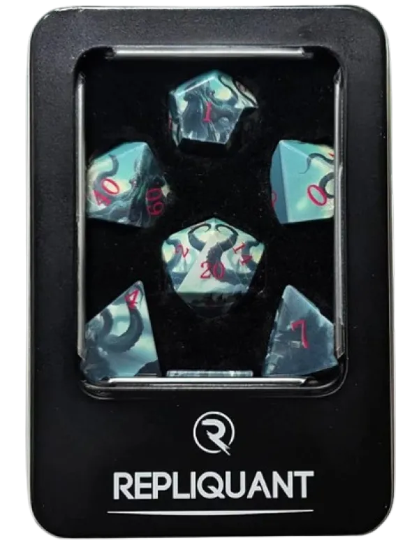 Set de 7 Dés JDR Répliquant - Cthulhu UV Printing