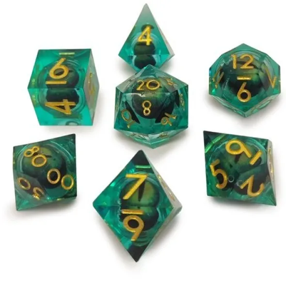 Set de 7 Dés JDR Répliquant : Œil de Dragon Mouvant