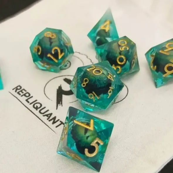 Set de 7 Dés JDR Répliquant : Œil de Dragon Mouvant