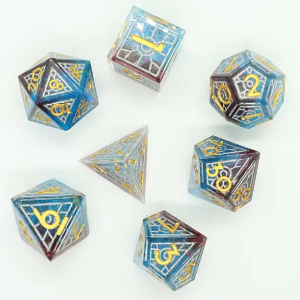 Set de 7 Dés JDR Répliquant - Vitrail