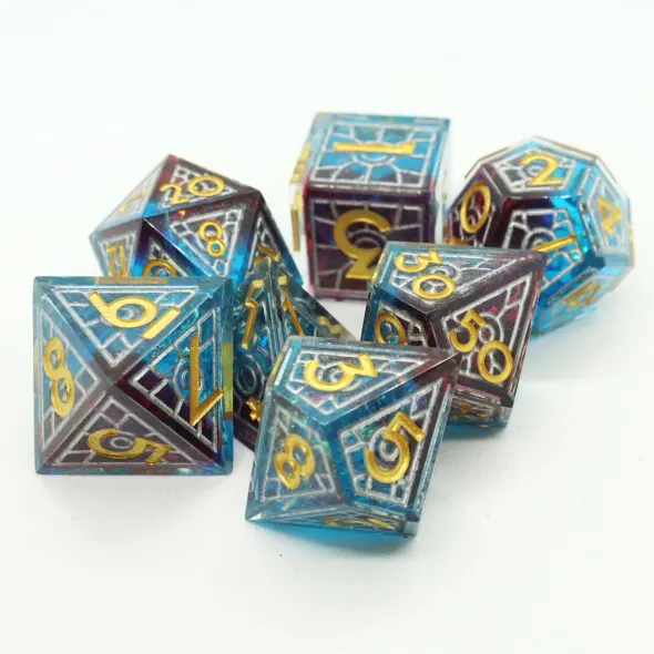Set de 7 Dés JDR Répliquant - Vitrail