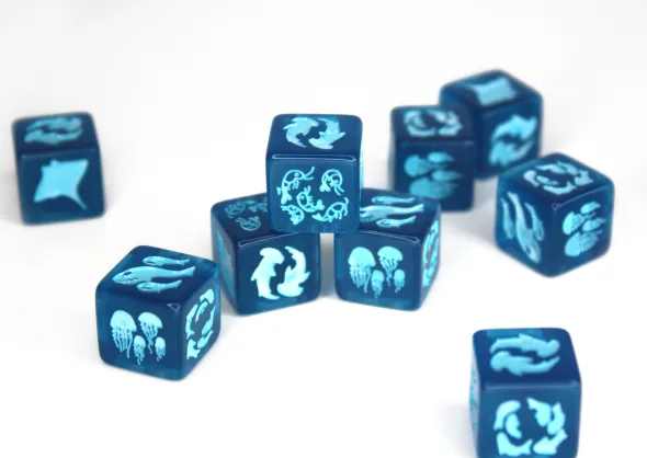 Set de 4 D6 - Thématique océan et poissons