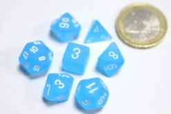 Set de 7 Mini Dés JDR Chessex Frosted Caribbean Blue / White