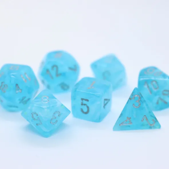 Set de 7 Mini Dés JDR Chessex : Luminary Sky / Silver