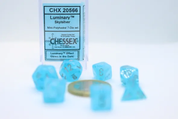 Set de 7 Mini Dés JDR Chessex : Luminary Sky / Silver