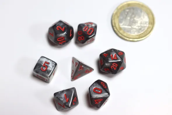 Set de 7 Mini Dés JDR Chessex Velvet Black / Red