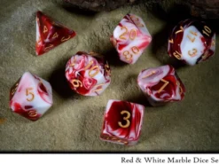 Set dés marbrés - rouge et blanc