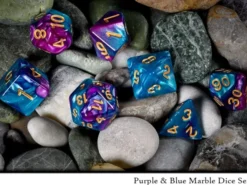 Set dés marbrés - violet et bleu