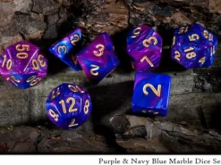 Set dés marbrés - violet et bleu marine