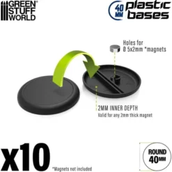 Socles de Plastique Ronds 40mm - Bords Arrondis