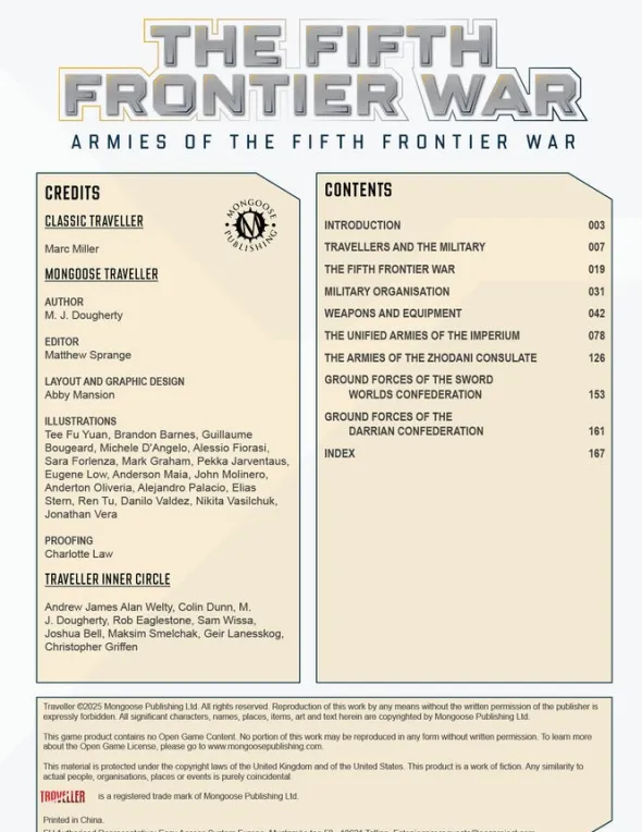 Traveller - Armies of the Fifth Frontier War