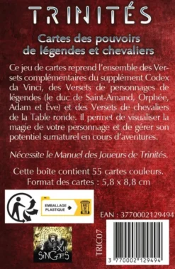 Trinités : Cartes des pouvoirs de légendes et chevaliers