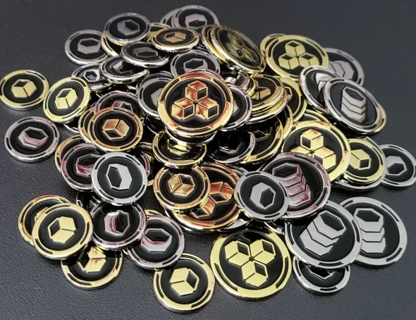 Twilight Imperium - Ensemble de pièces métalliques double face pour marchandises et commodités - Brillant avec émail noir